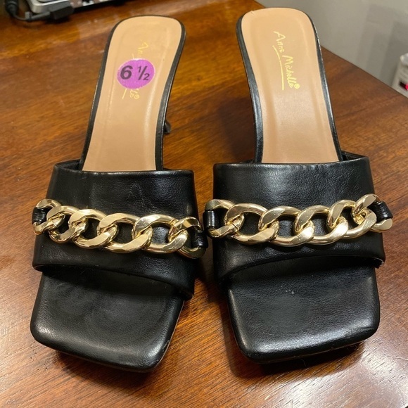 Anne Michelle black square toe kitten heels size 6.5 - Picture 5 of 8